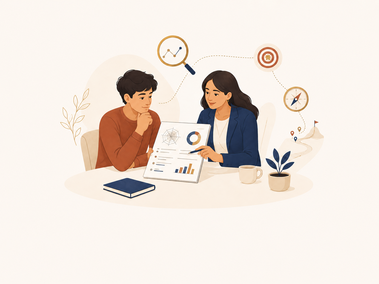 Placeholder for a counsellor interpreting a career report with a student